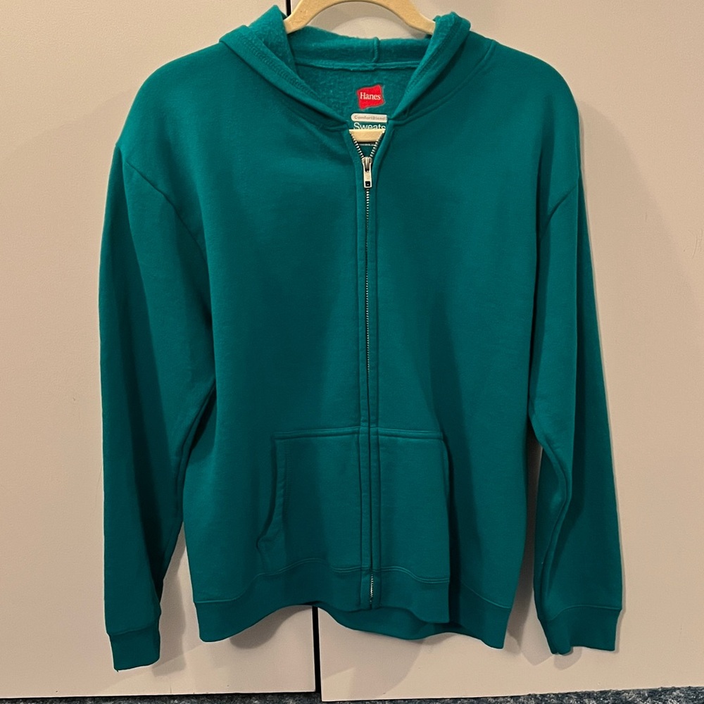 Hanes Teal Women's ComfortBlend Zip-Up Hoodie NWOT Blank